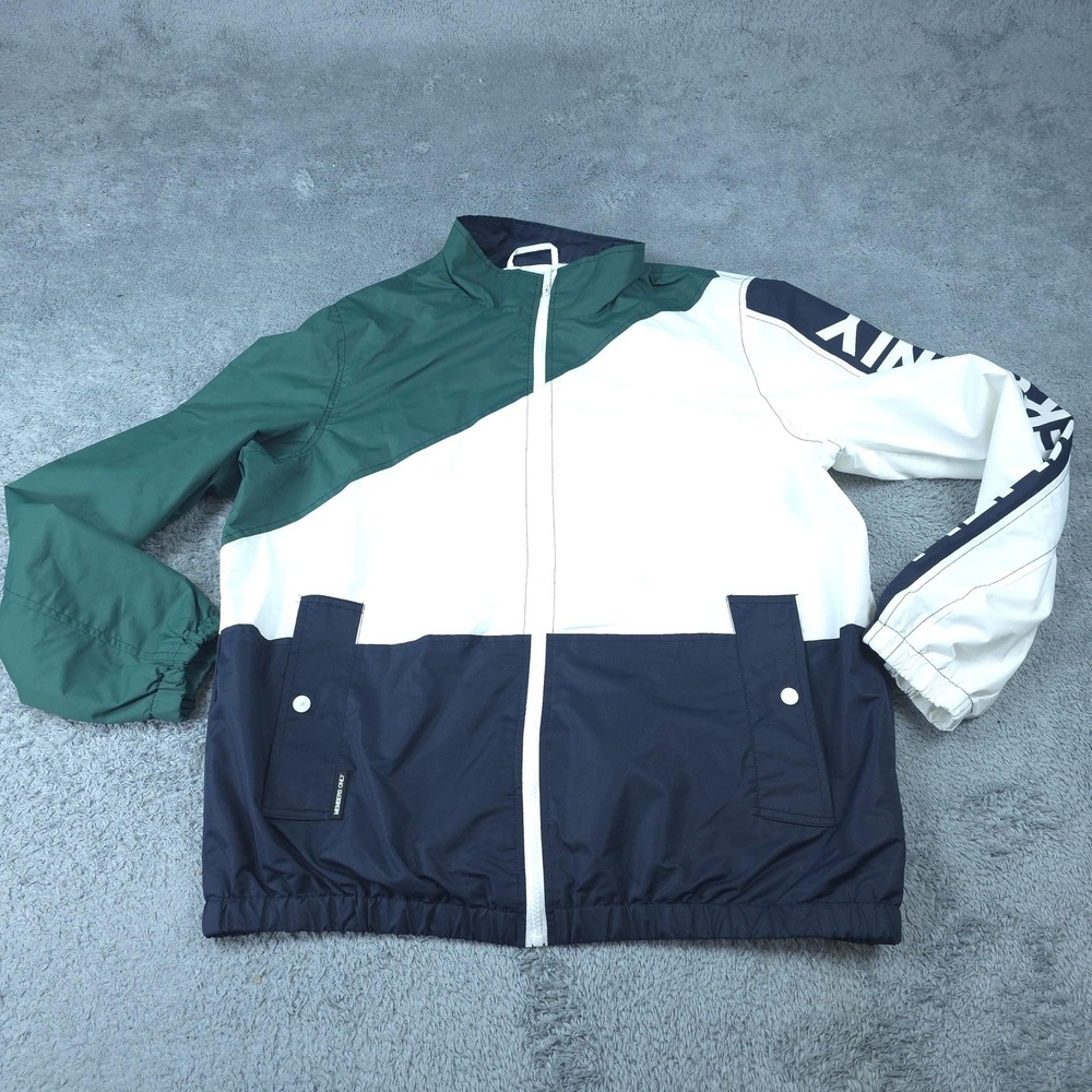 Members Only Jacket Mens XL Green White Navy Colorblock Windbreaker MMO20005